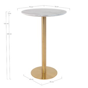 Bolzano Barbord, marmor look bordplade, messing look base, ø70x105cm - Billede 6