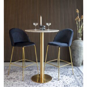Bolzano Barbord, marmor look bordplade, messing look base, ø70x105cm - Billede 8