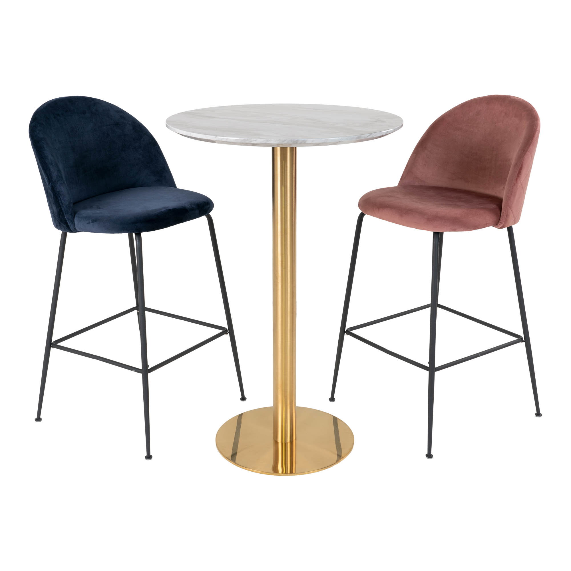 Bolzano Barbord, marmor look bordplade, messing look base, ø70x105cm - Billede 4
