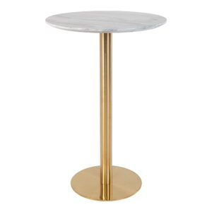 Bolzano Barbord, marmor look bordplade, messing look base, ø70x105cm