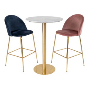 Bolzano Barbord, marmor look bordplade, messing look base, ø70x105cm - Billede 5