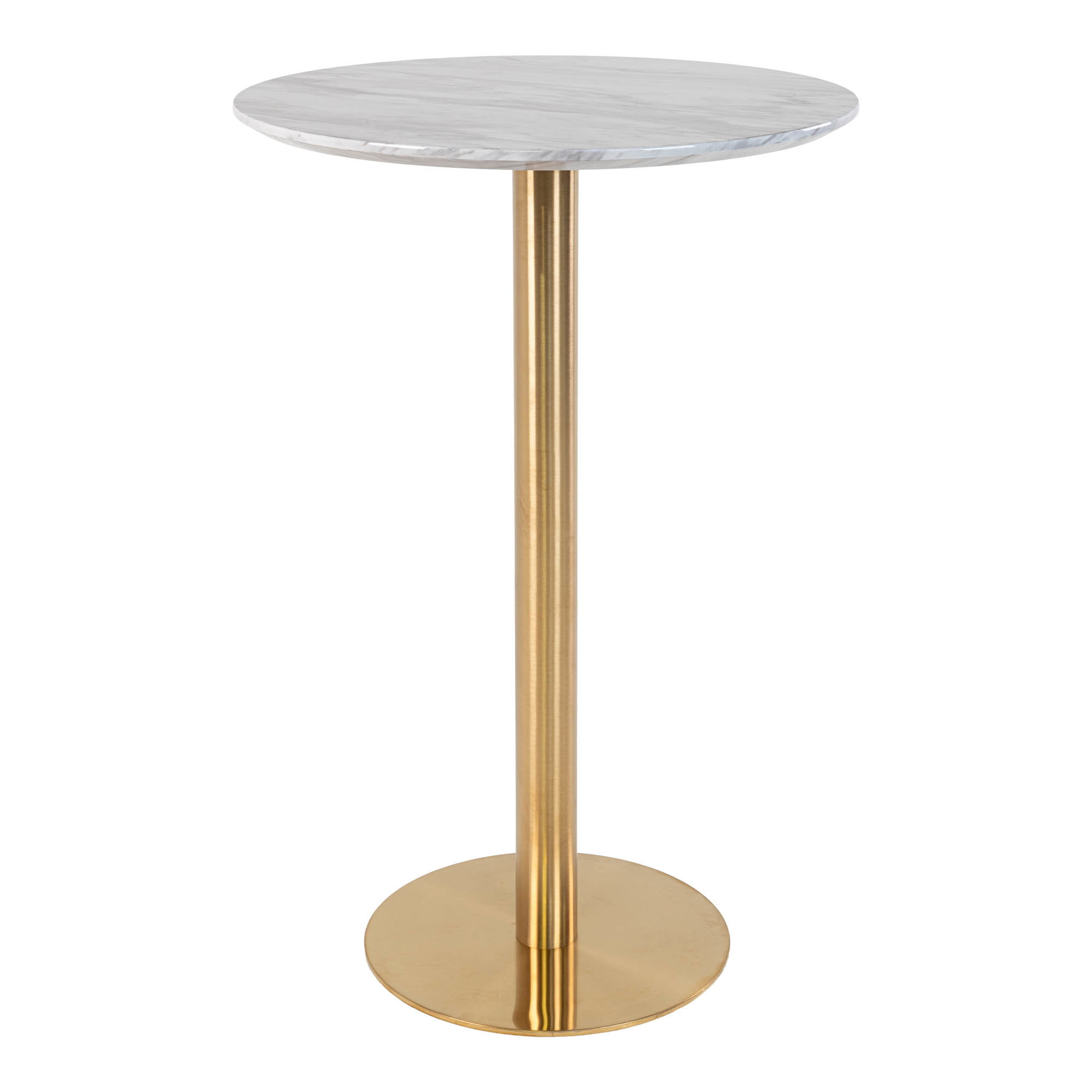 Bolzano Barbord, marmor look bordplade, messing look base, ø70x105cm