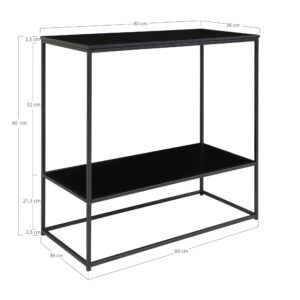 Vita Konsolbord, 2 hylder, sort, sort stel, 80x36x80 cm - Billede 5