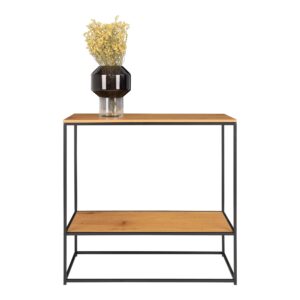 Vita Konsolbord,2 hylder, egetræslook, sort stel, 80x36x80 cm - Billede 3