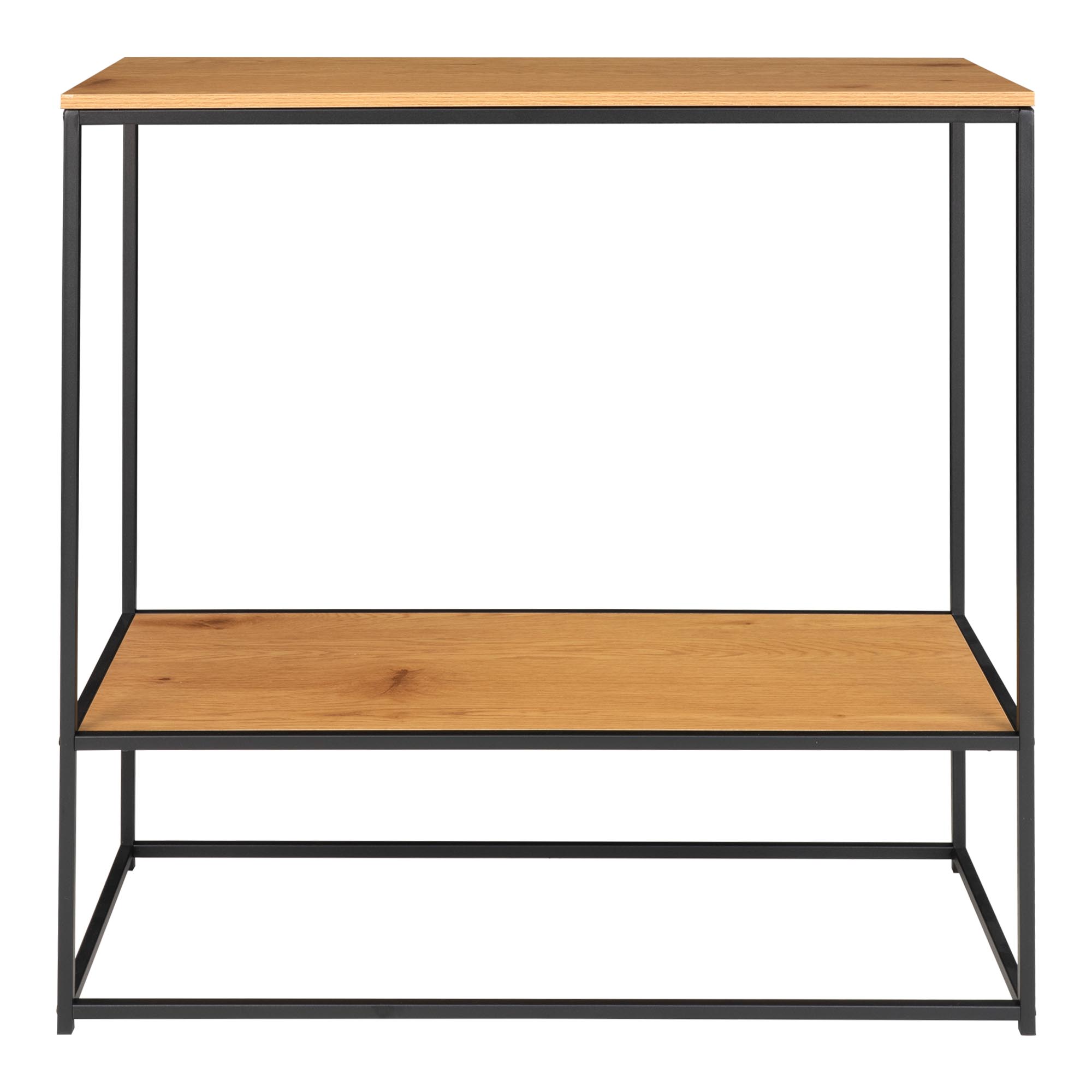 Vita Konsolbord,2 hylder, egetræslook, sort stel, 80x36x80 cm - Billede 4