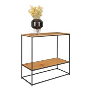 Vita Konsolbord,2 hylder, egetræslook, sort stel, 80x36x80 cm