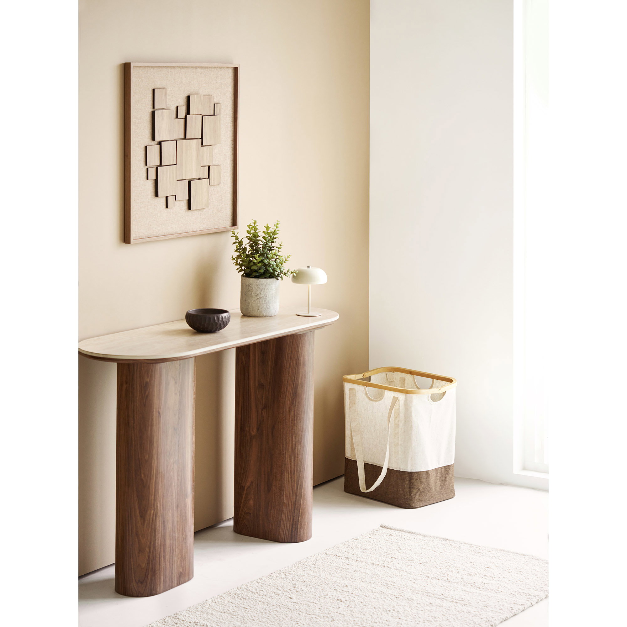 Delphi Konsolbord, keramik bordplade, travertin/mørkebrun, 40x120x78 cm - Billede 7
