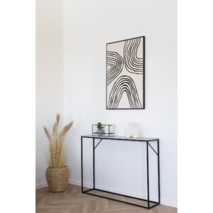 Vita Konsolbord, 1 hylde, travertin look, sort stel, 110x26x80 cm - Billede 6