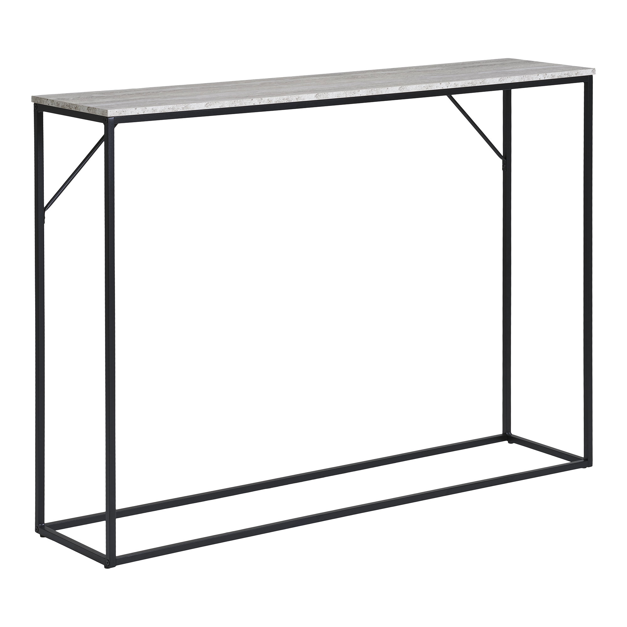 Vita Konsolbord, 1 hylde, travertin look, sort stel, 110x26x80 cm - Billede 2