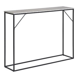 Vita Konsolbord, 1 hylde, travertin look, sort stel, 110x26x80 cm - Billede 3