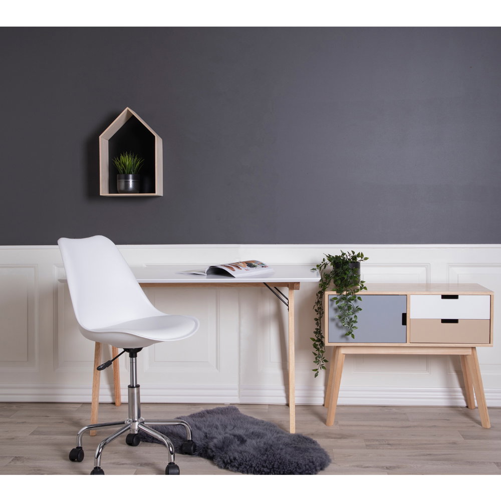 Vojens Skrivebord, skrivebord i hvid og natur, 120x60x75 cm - Billede 5