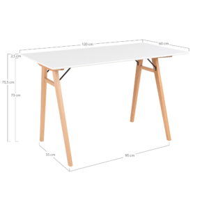 Vojens Skrivebord, skrivebord i hvid og natur, 120x60x75 cm - Billede 4