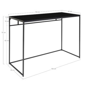 Vita Skrivebord, sort med sort stel, 100x45x75 cm - Billede 8