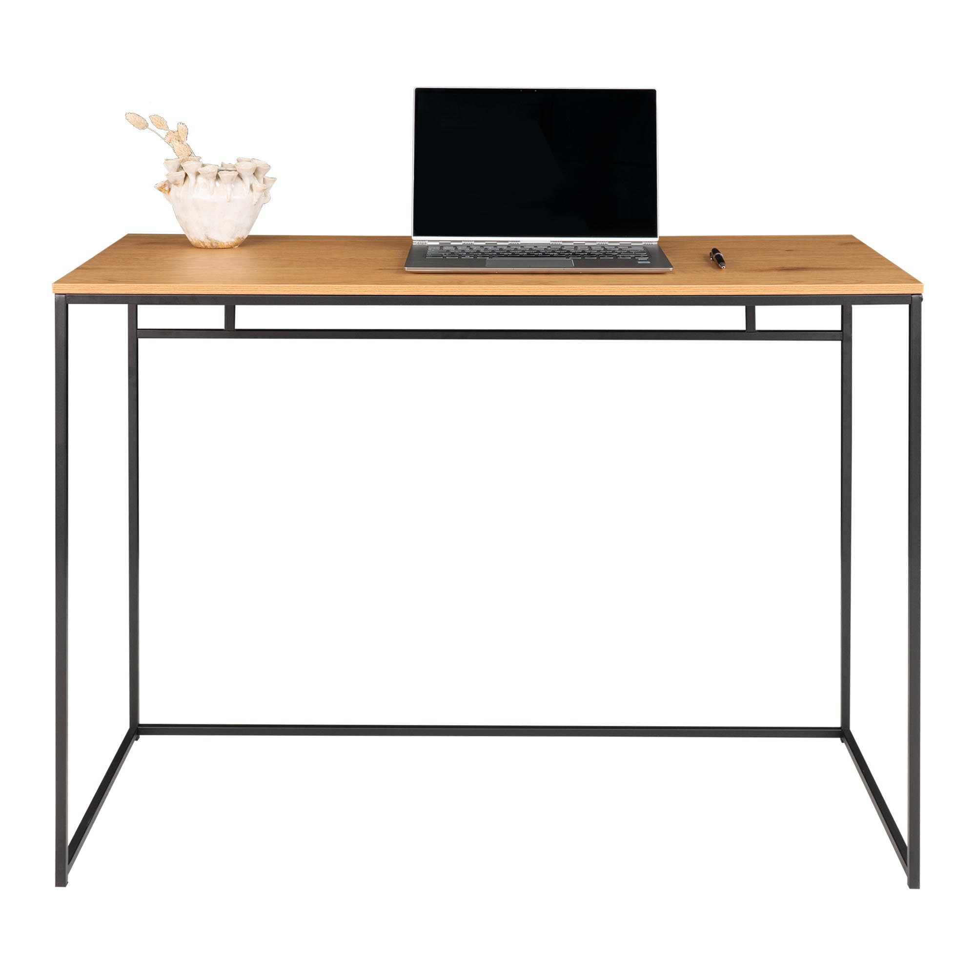 Vita Skrivebord, egetræslook med sort stel, 100x45x75 cm - Billede 3