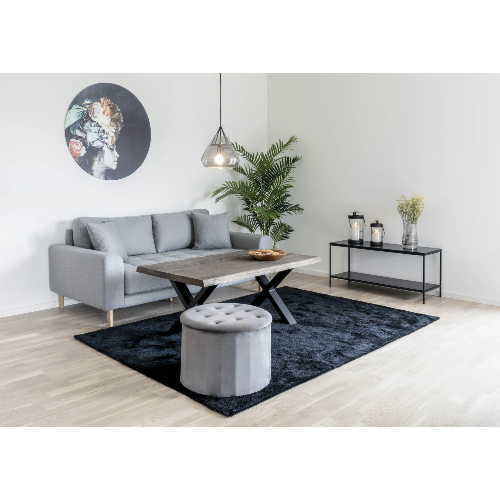 Vita TV bænk, 2 hylder, sort, sort stel, 100x36x45 cm - Billede 6