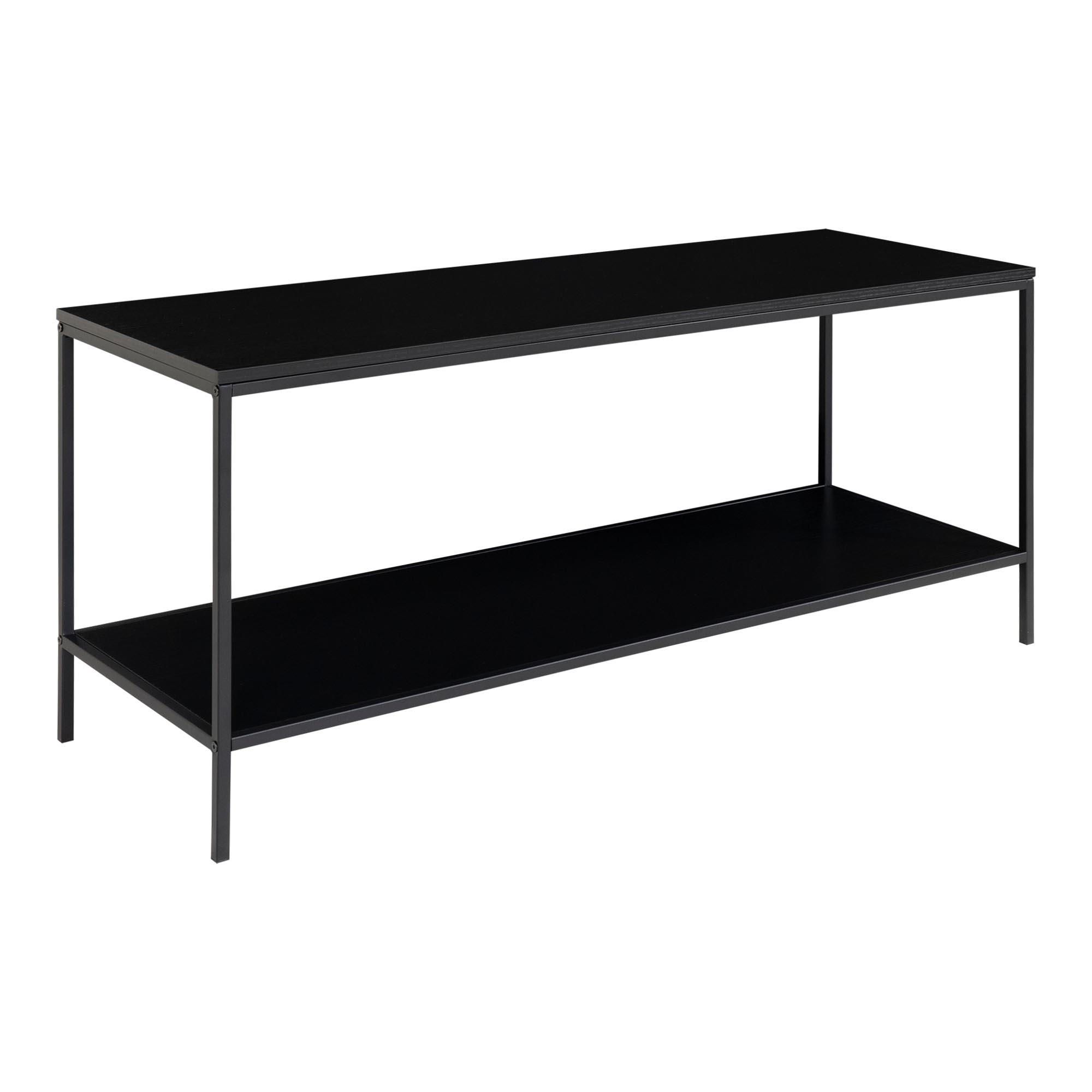 Vita TV bænk, 2 hylder, sort, sort stel, 100x36x45 cm - Billede 2