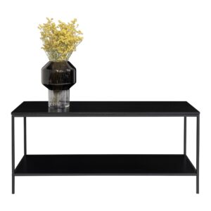Vita TV bænk, 2 hylder, sort, sort stel, 100x36x45 cm - Billede 3