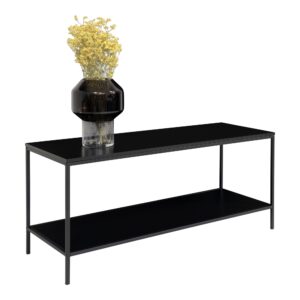 Vita TV bænk, 2 hylder, sort, sort stel, 100x36x45 cm