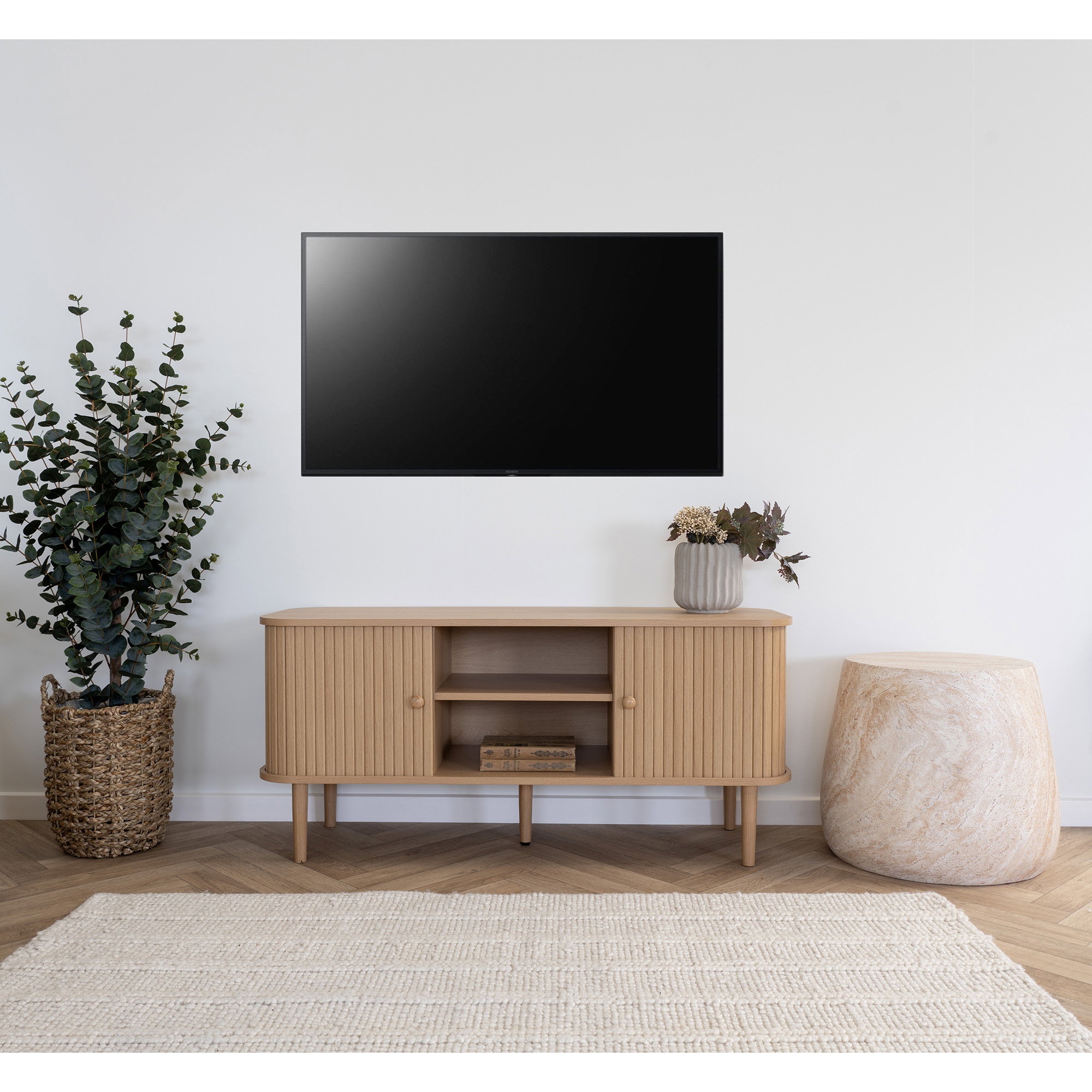 Nikko TV-bænk, 2 låger, natur, 113x40x52 cm - Billede 7