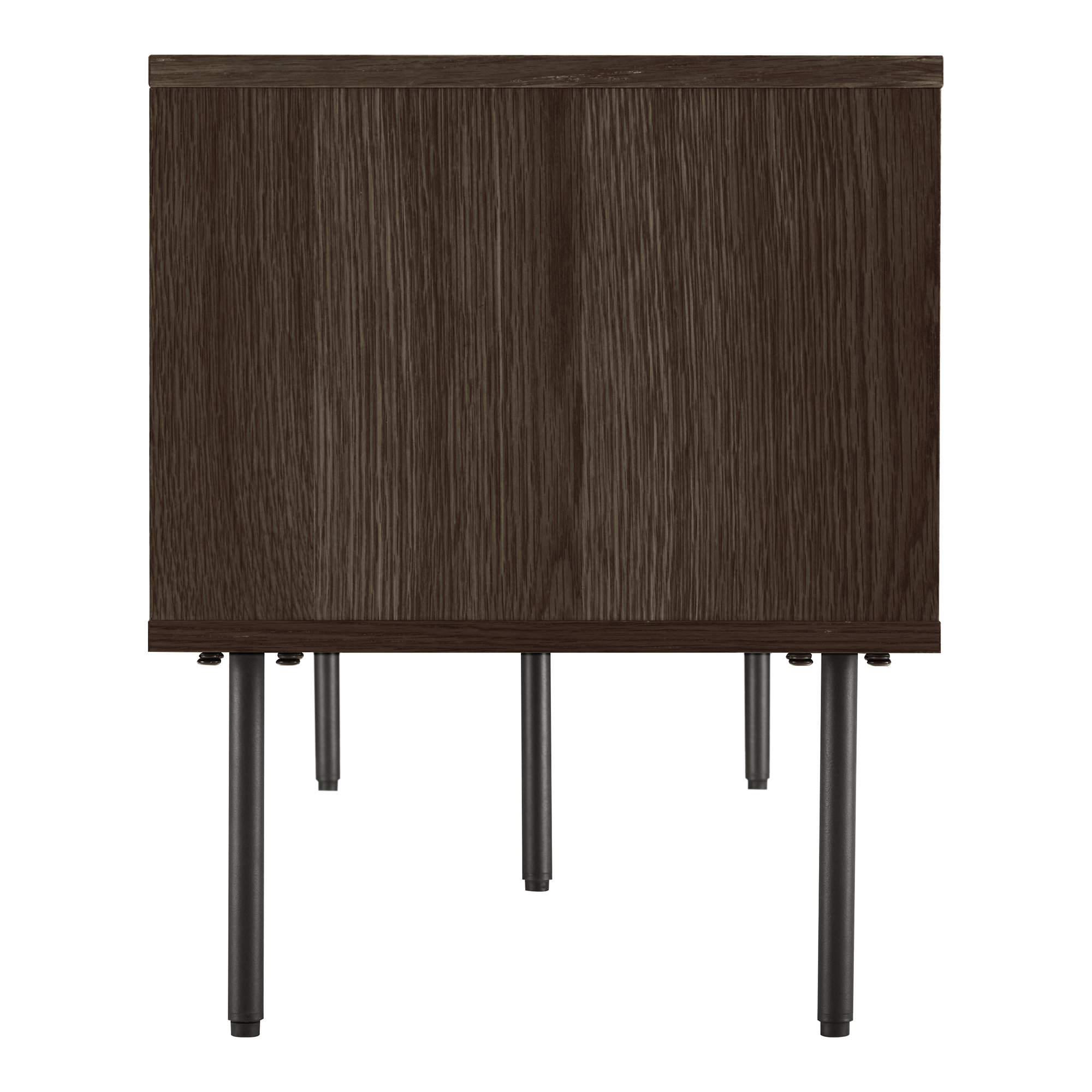 Kyoto TV-bænk, 2 låger, 2 hylder, egefiner, smoked, sorte metalben, 150x40x50 cm - Billede 4