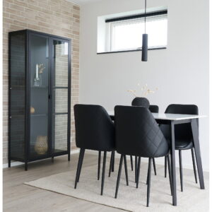 Brisbane Vitrineskab, 2 glaslåger, stål, sort, 80x35x175 cm - Billede 10