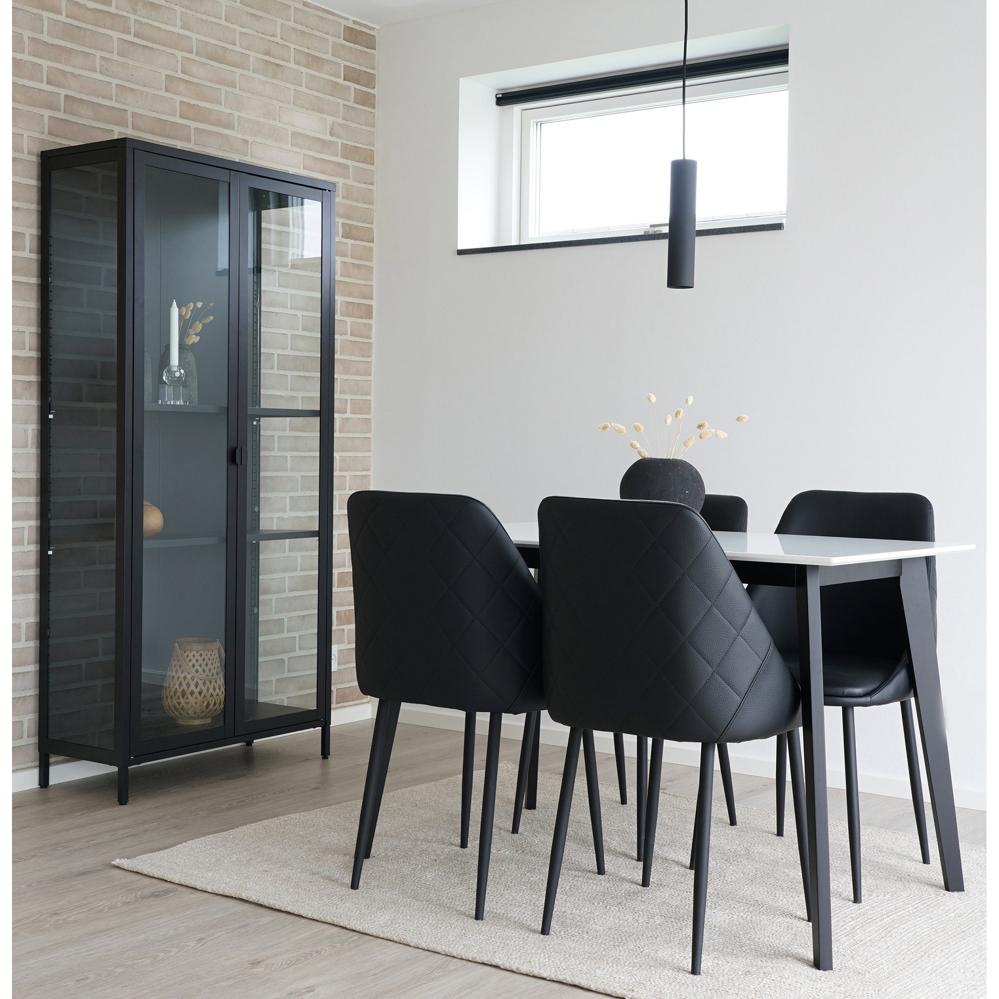 Brisbane Vitrineskab, 2 glaslåger, stål, sort, 80x35x175 cm - Billede 10