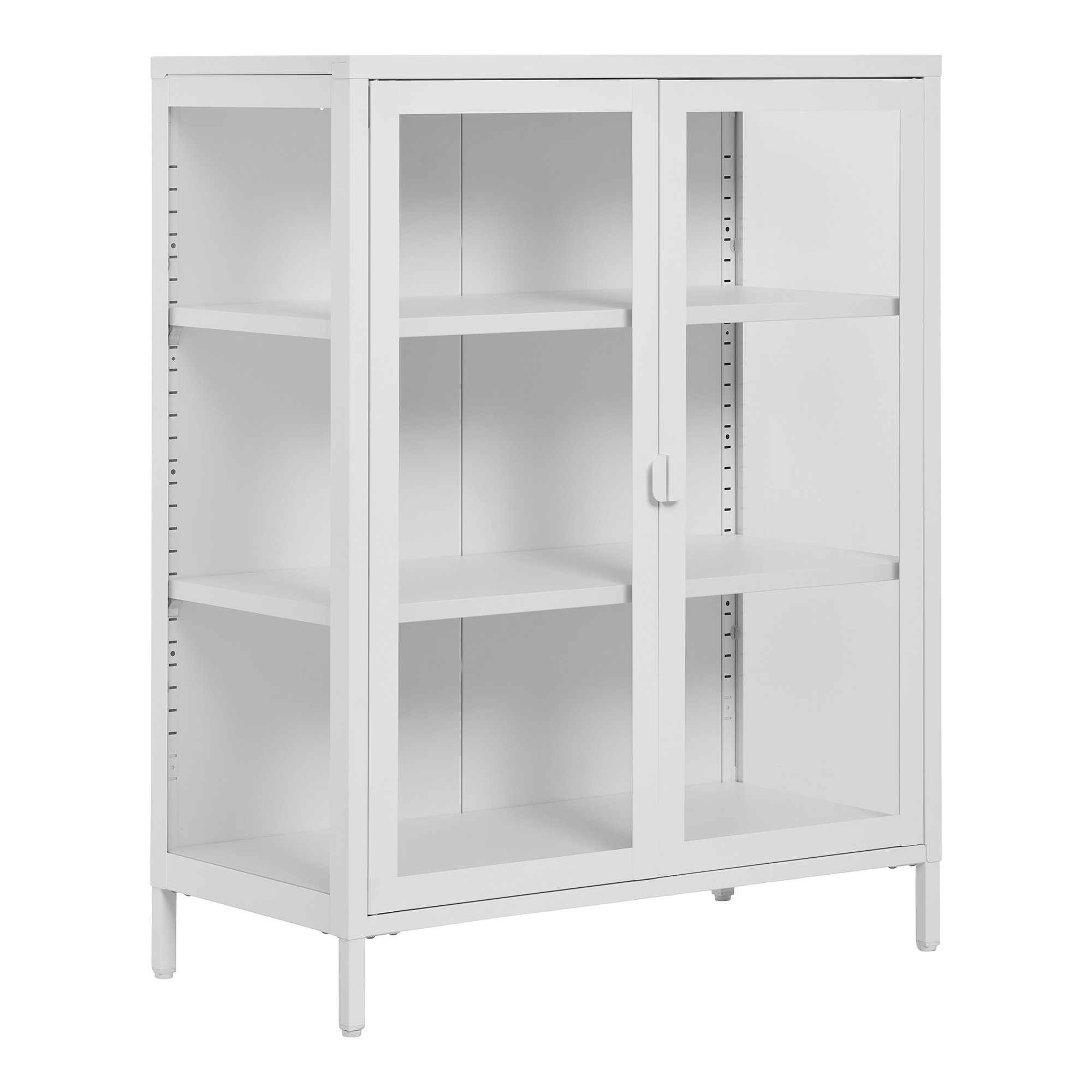 Brisbane Vitrineskab, 2 glaslåger, stål, hvid, 80x40x101 cm - Billede 2