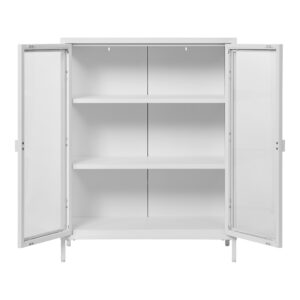 Brisbane Vitrineskab, 2 glaslåger, stål, hvid, 80x40x101 cm - Billede 3