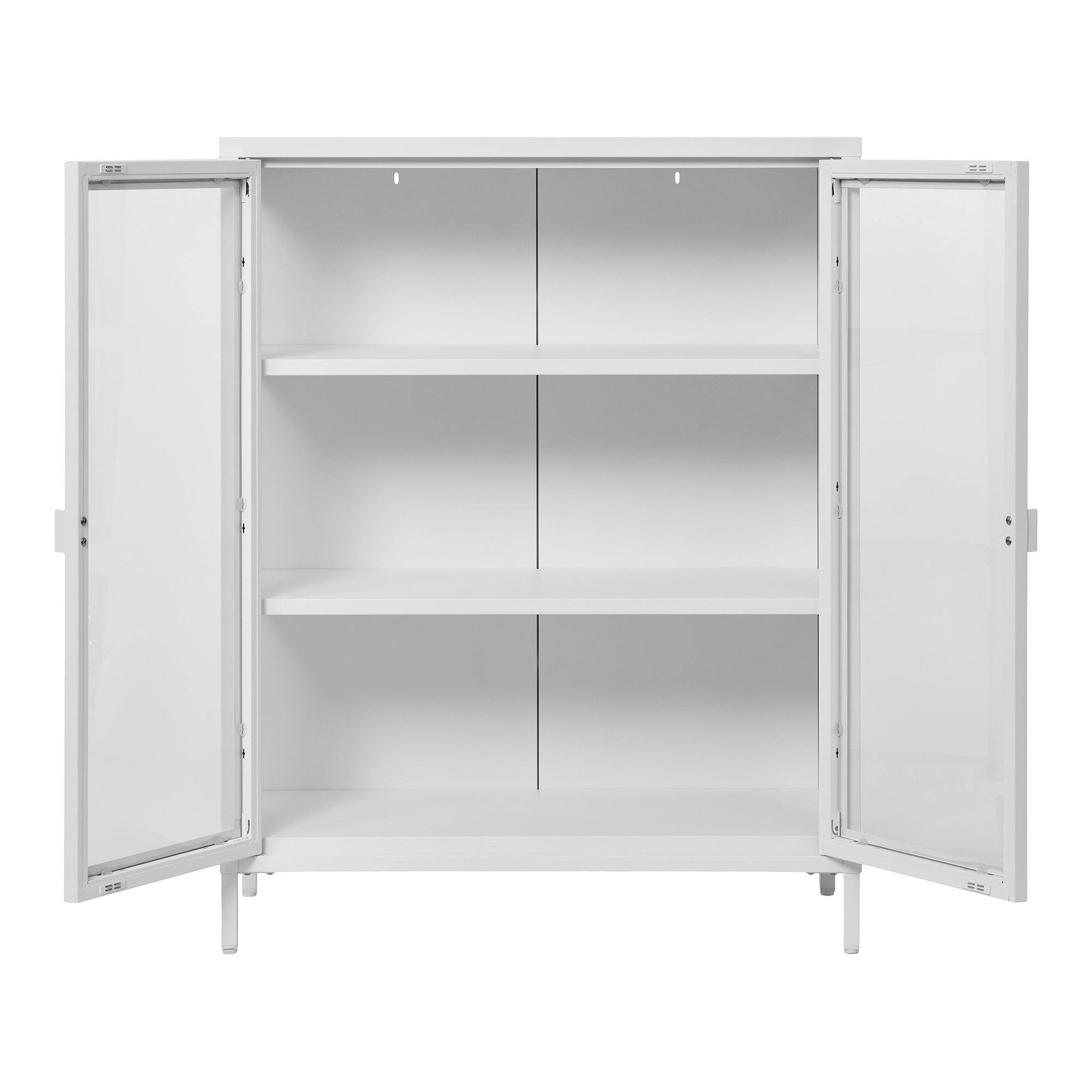 Brisbane Vitrineskab, 2 glaslåger, stål, hvid, 80x40x101 cm - Billede 3
