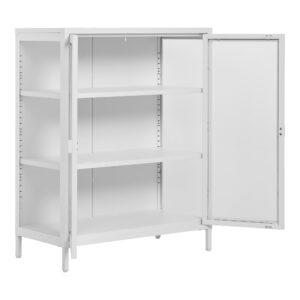 Brisbane Vitrineskab, 2 glaslåger, stål, hvid, 80x40x101 cm - Billede 4