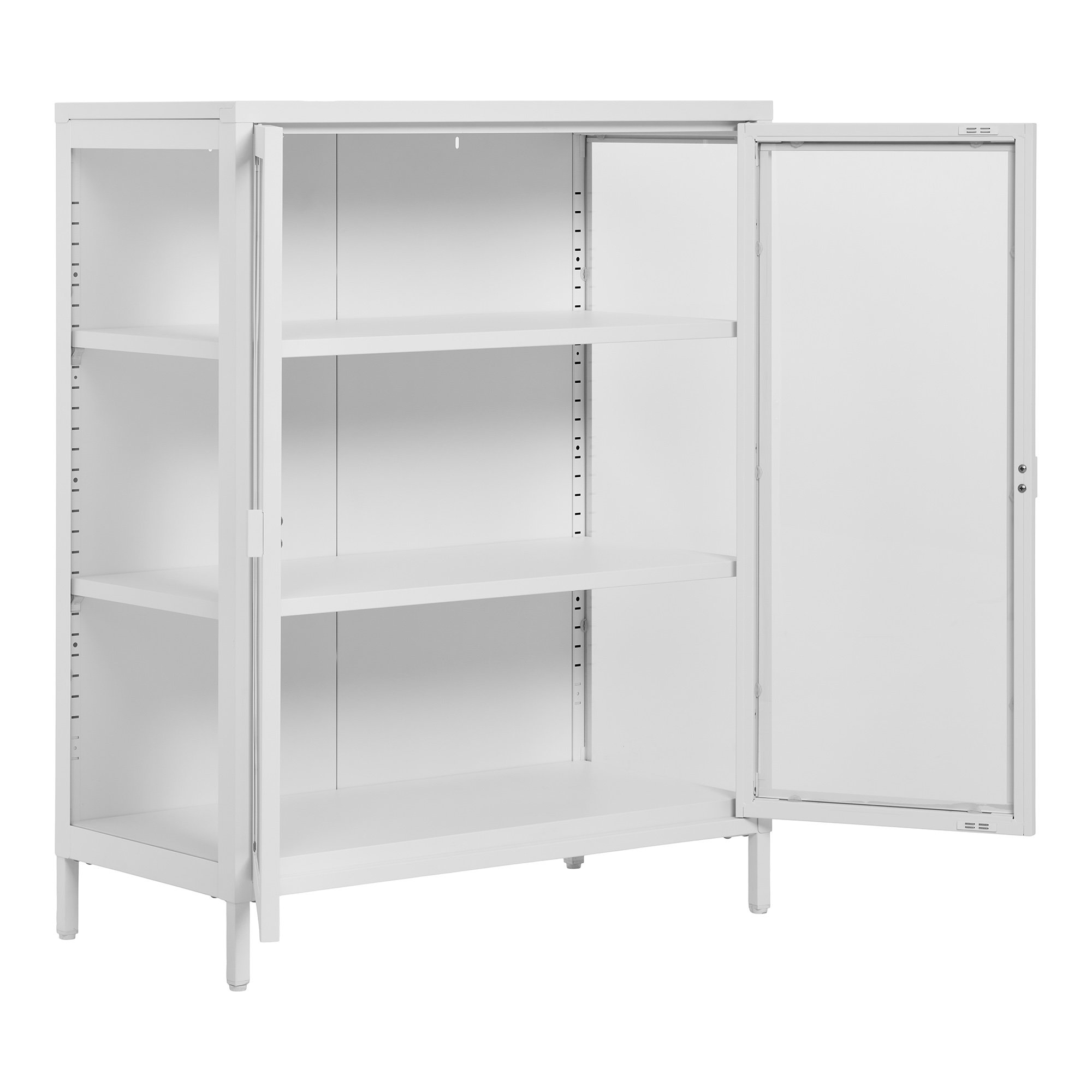 Brisbane Vitrineskab, 2 glaslåger, stål, hvid, 80x40x101 cm - Billede 4