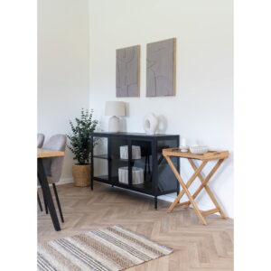 Brisbane Skænk, 3 glaslåger, stål, sort, 140x40x85 cm - Billede 5