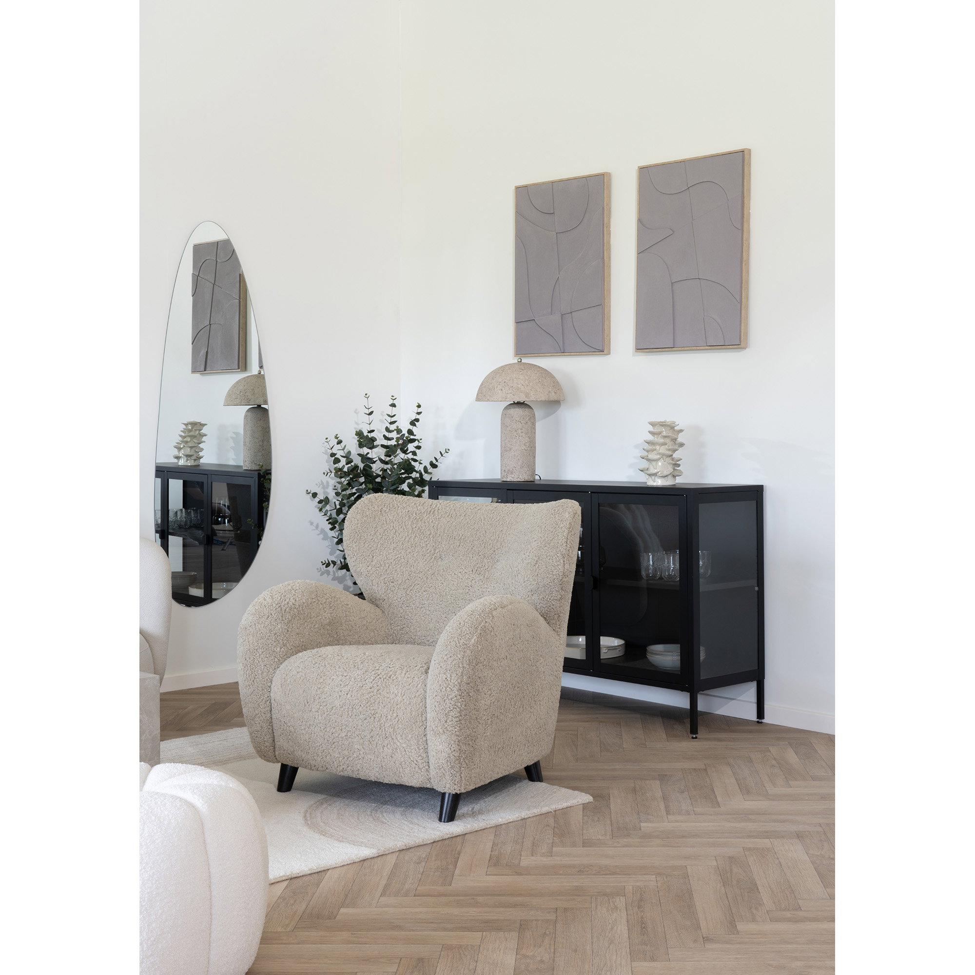 Brisbane Skænk, 3 glaslåger, stål, sort, 140x40x85 cm - Billede 6