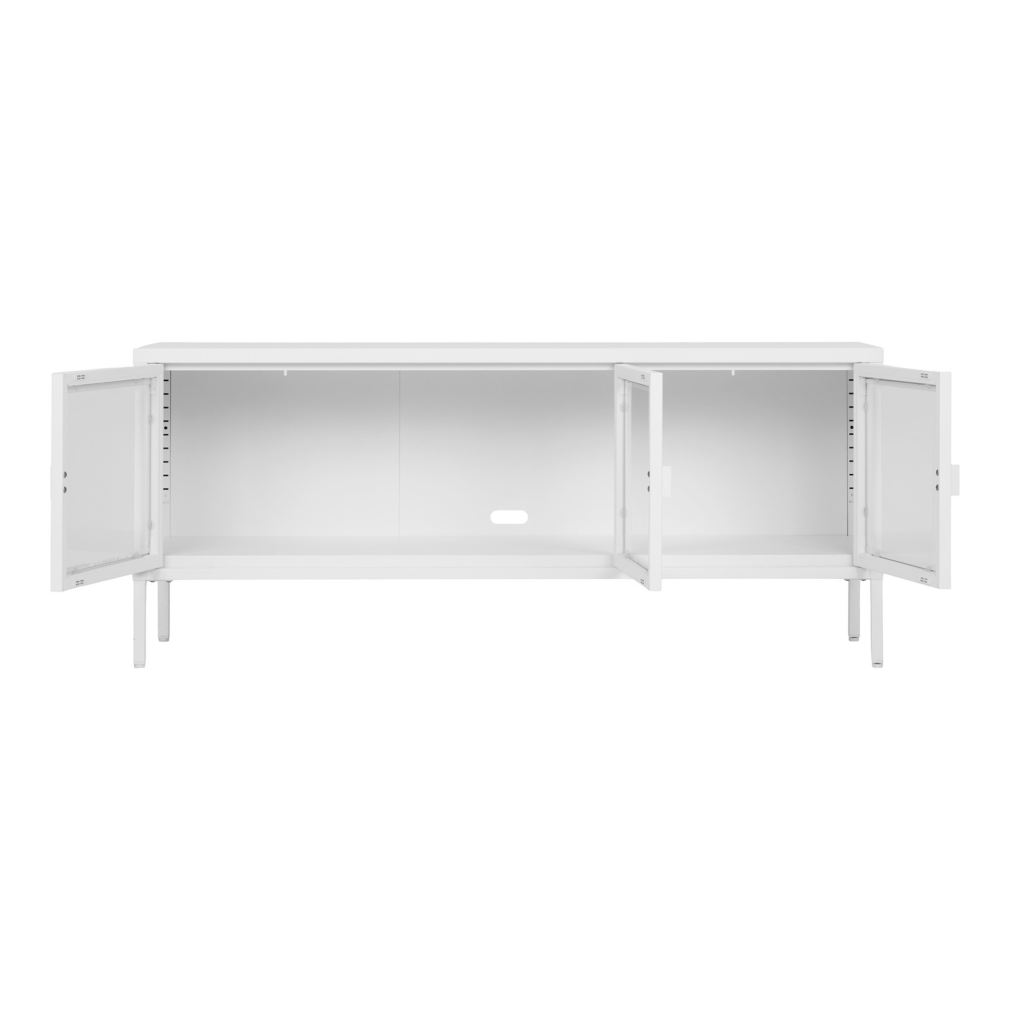 Brisbane TV-Bænk, 3 glaslåger, stål, hvid, 130x40x55 cm - Billede 3
