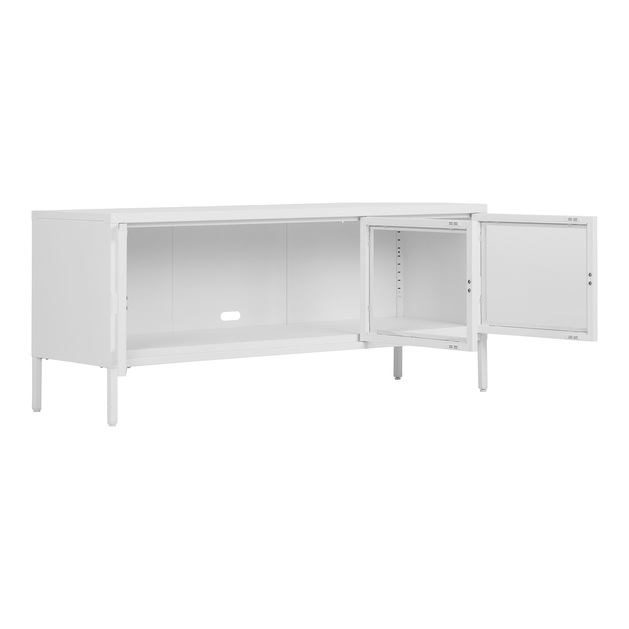 Brisbane TV-Bænk, 3 glaslåger, stål, hvid, 130x40x55 cm - Billede 4