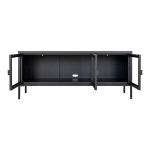 Brisbane TV-Bænk, 3 glaslåger, stål, sort, 130x40x55 cm - Billede 3