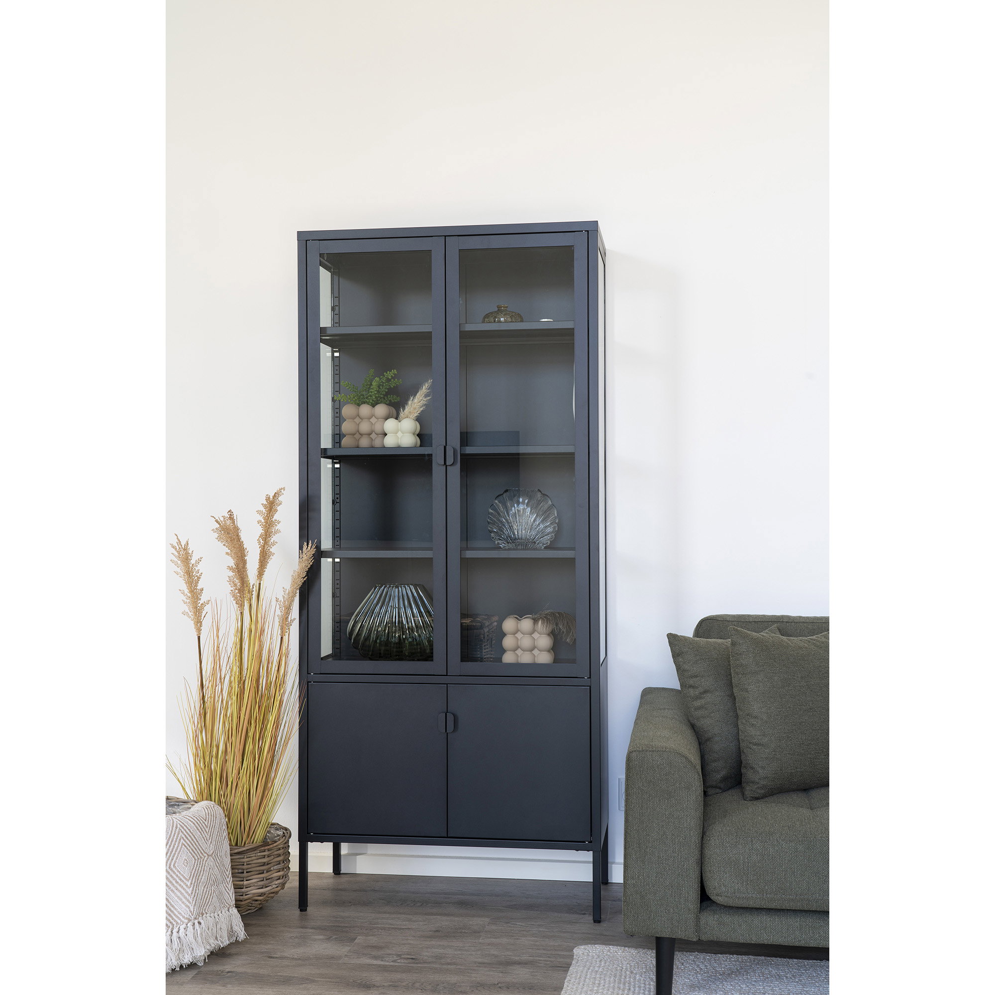 Brisbane Vitrineskab, 4 låger, stål, sort, 80x35x180 cm - Billede 5