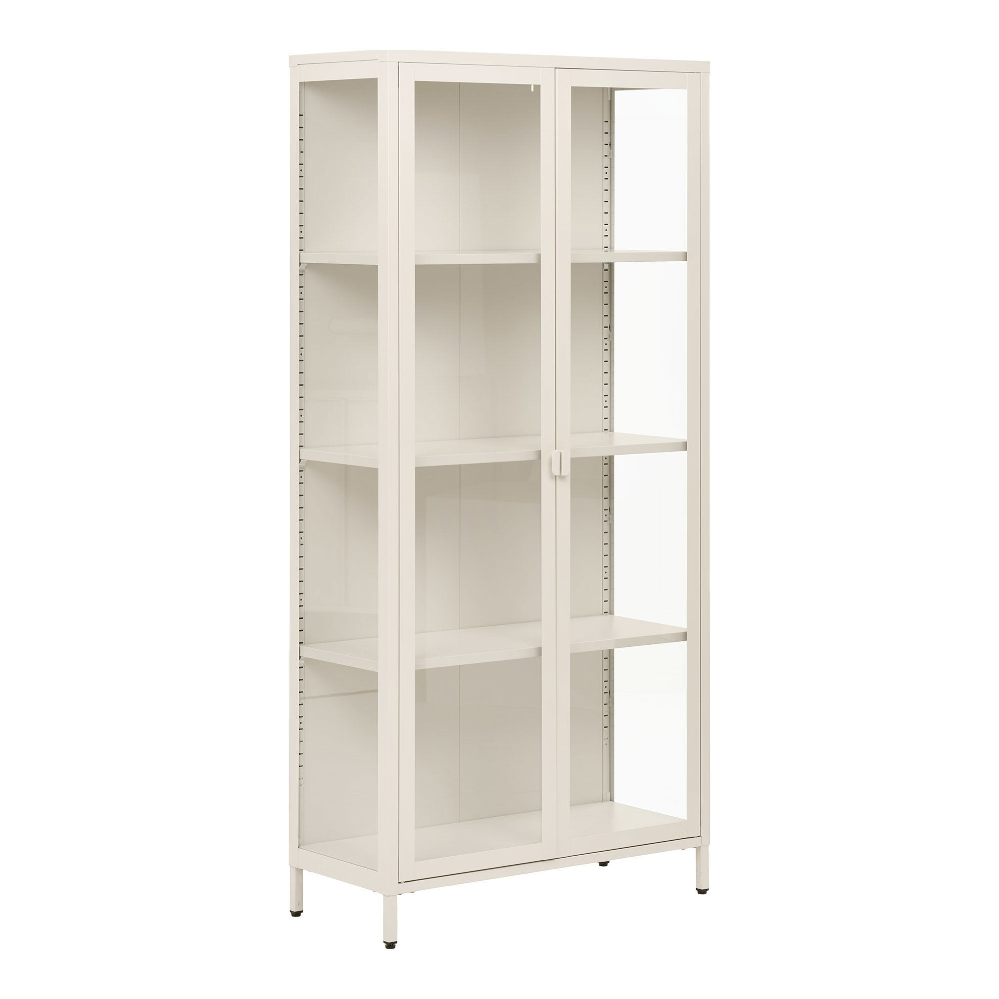 Brisbane Vitrineskab, 2 glaslåger, stål, off white, 80x35x175 cm - Billede 2