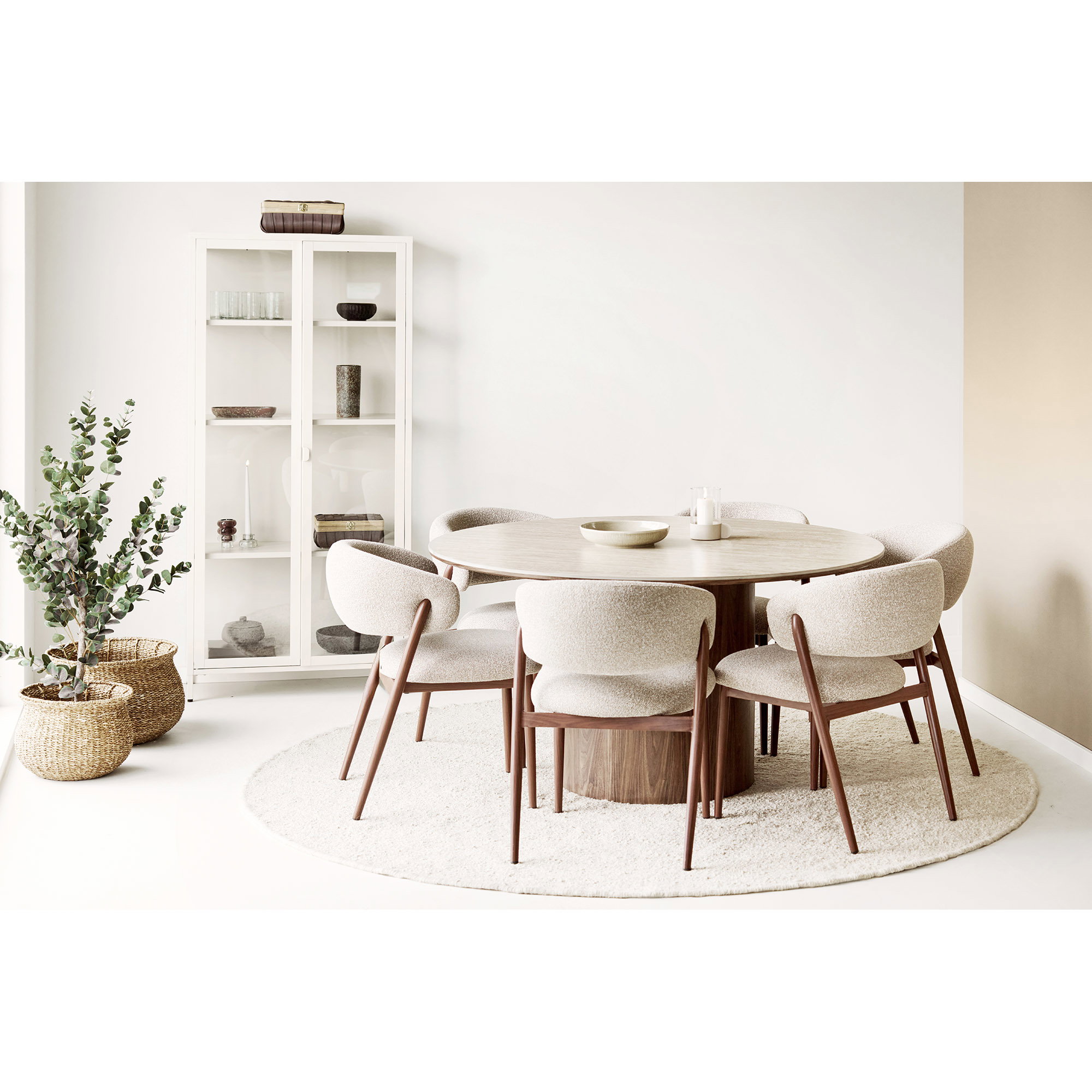 Brisbane Vitrineskab, 2 glaslåger, stål, off white, 80x35x175 cm - Billede 7