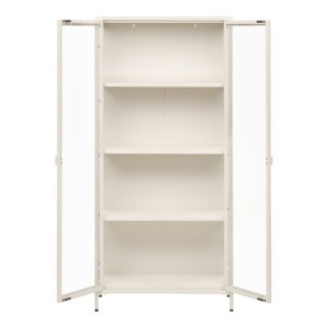Brisbane Vitrineskab, 2 glaslåger, stål, off white, 80x35x175 cm - Billede 3