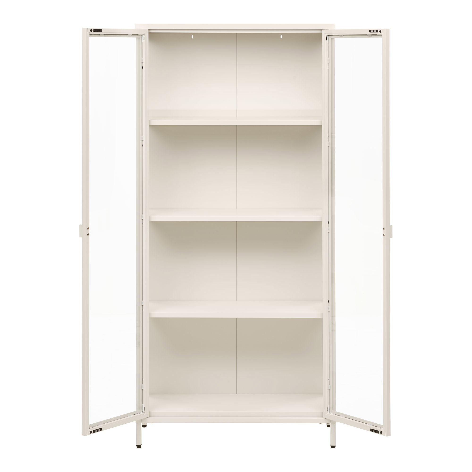 Brisbane Vitrineskab, 2 glaslåger, stål, off white, 80x35x175 cm - Billede 3