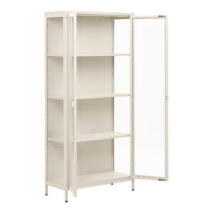 Brisbane Vitrineskab, 2 glaslåger, stål, off white, 80x35x175 cm - Billede 4