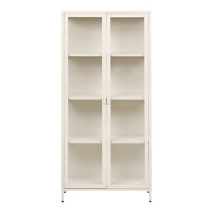 Brisbane Vitrineskab, 2 glaslåger, stål, off white, 80x35x175 cm