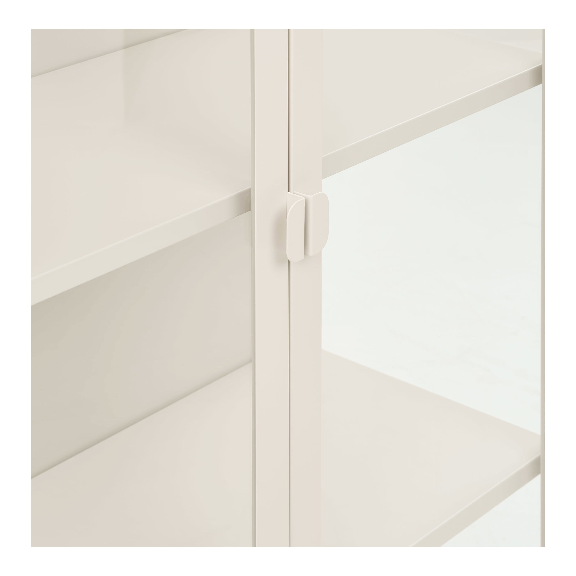 Brisbane Vitrineskab, 2 glaslåger, stål, off white, 80x35x175 cm - Billede 5