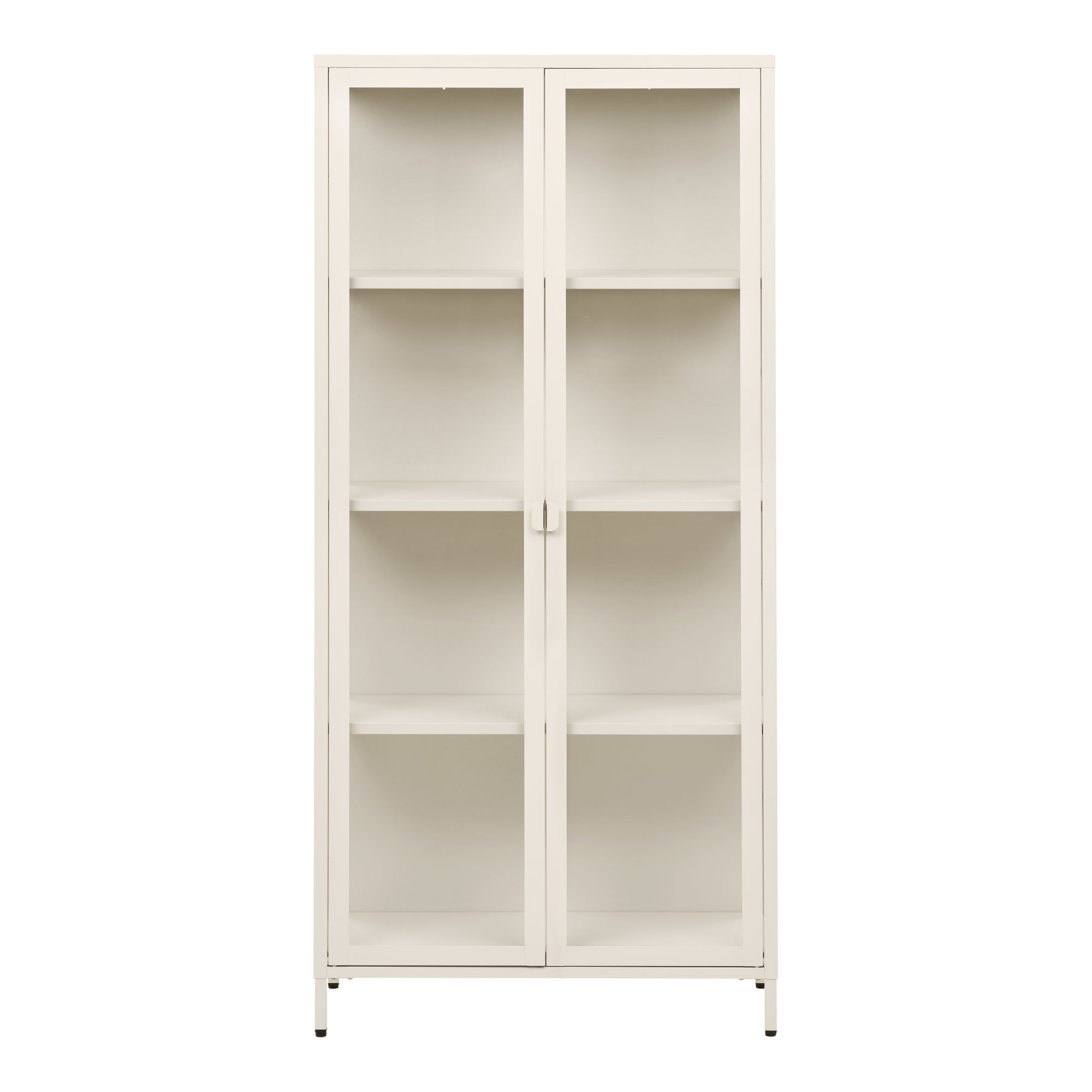 Brisbane Vitrineskab, 2 glaslåger, stål, off white, 80x35x175 cm