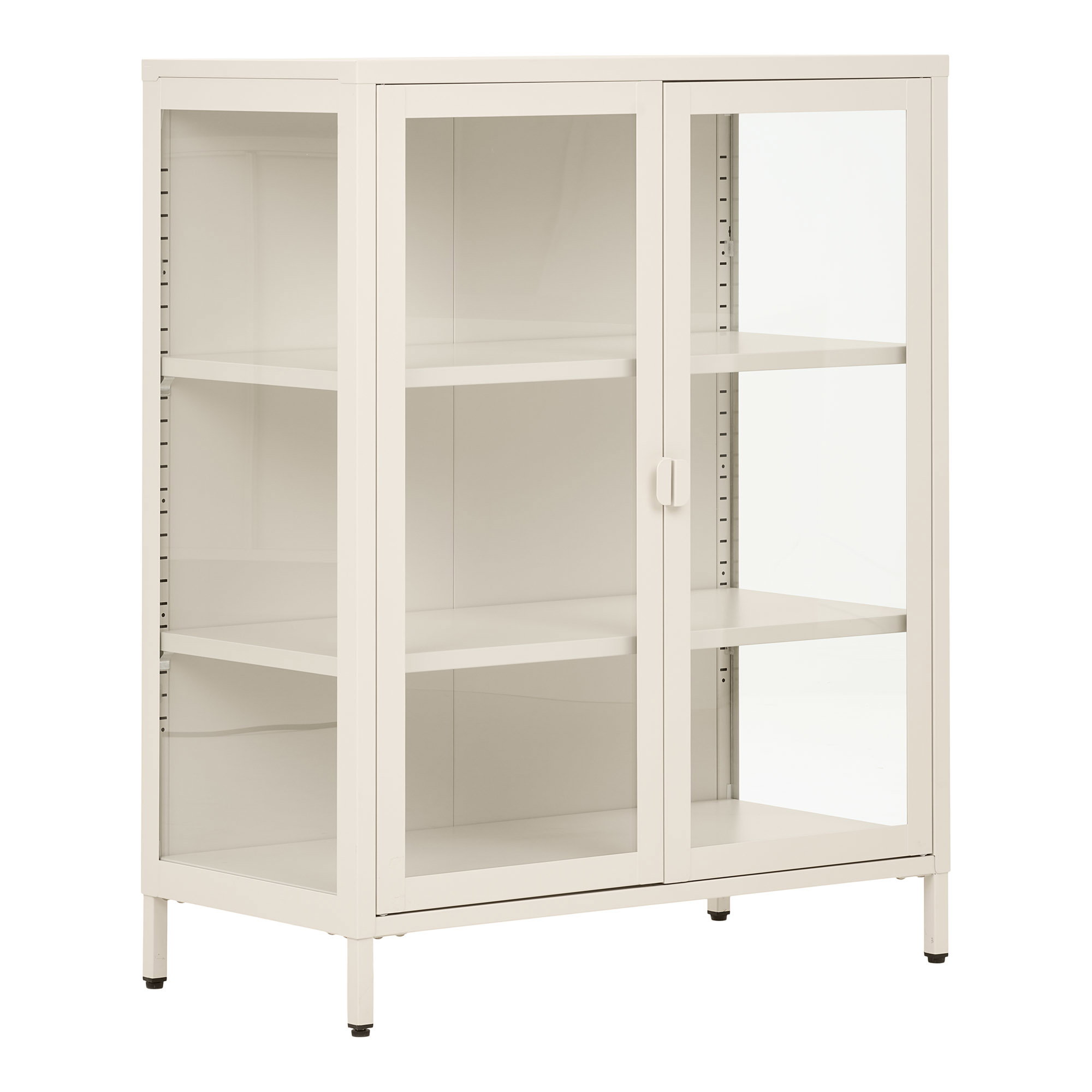 Brisbane Vitrineskab, 2 glaslåger, stål, off white, 80x40x101 cm - Billede 2