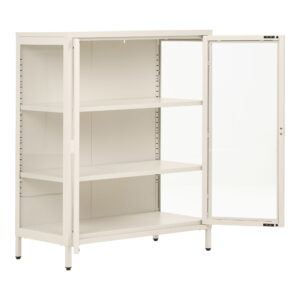 Brisbane Vitrineskab, 2 glaslåger, stål, off white, 80x40x101 cm - Billede 4