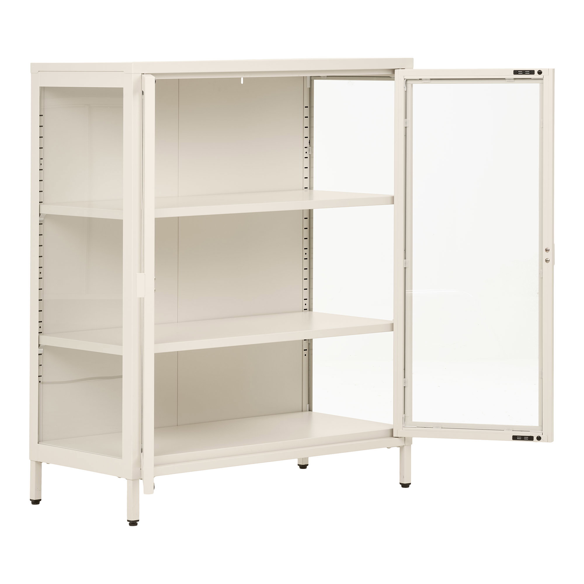 Brisbane Vitrineskab, 2 glaslåger, stål, off white, 80x40x101 cm - Billede 4