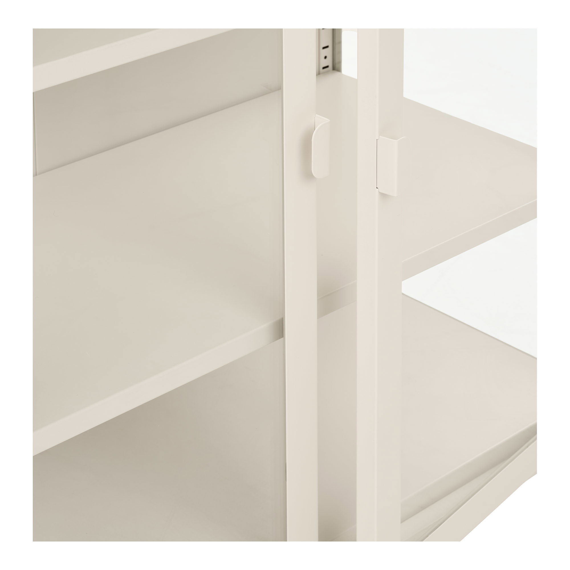Brisbane Vitrineskab, 2 glaslåger, stål, off white, 80x40x101 cm - Billede 5