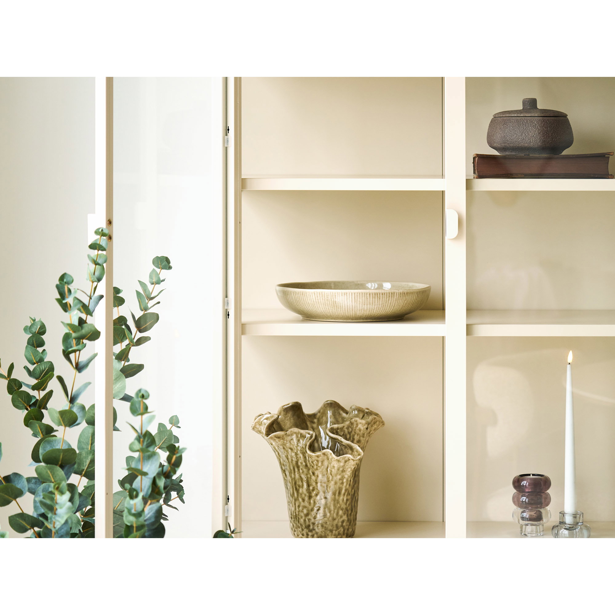 Brisbane Vitrineskab, 4 låger, stål, off white, 80x35x180 cm - Billede 8